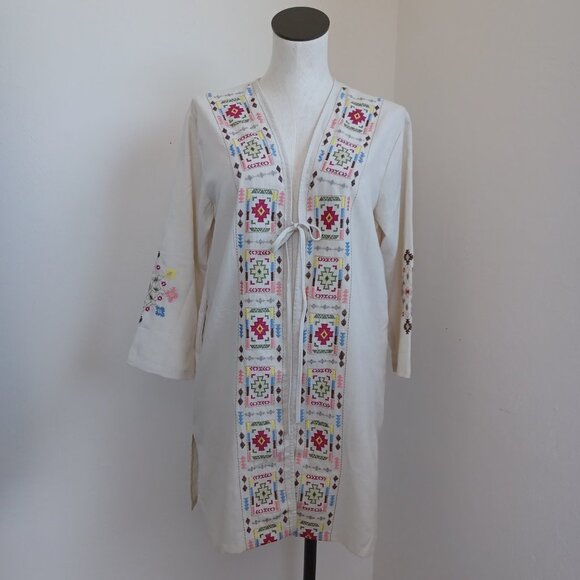 Umgee USA Embroidered Cardigan Open Front with Tie and Pockets Size Small NEW - Picture 6 of 12